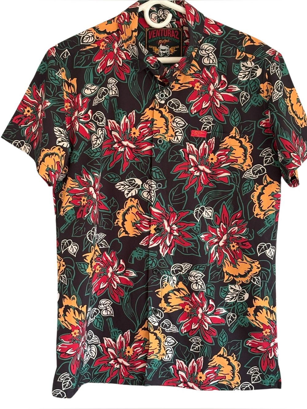 Retro Rifle Detective Ventura V2 Mens Buttondown Shirt Size Medium Ace Ventura